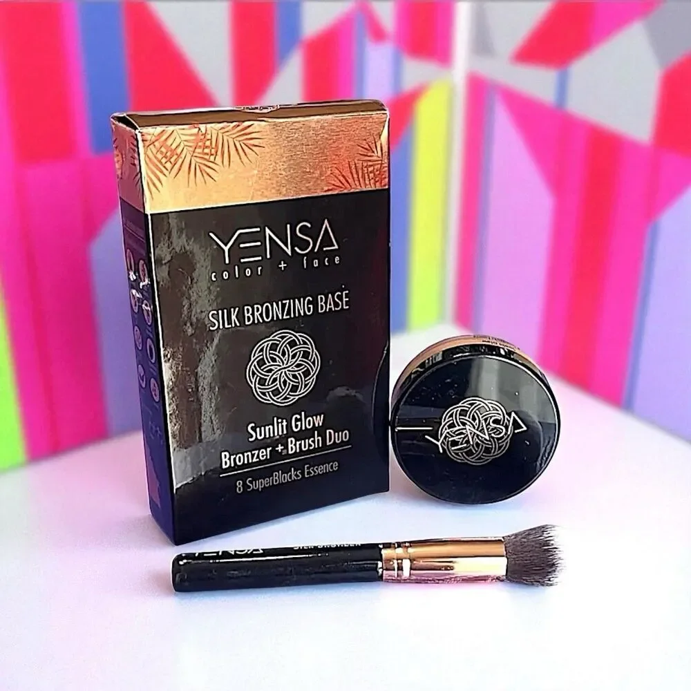 YENSA Silk Bronzing Base SUNLIT GLOW Bronzer + Brush Duo Brand New In Box 1 oz